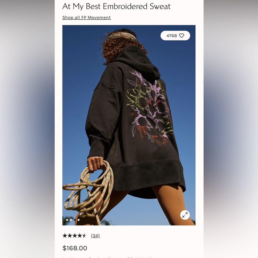 FREE PEOPLE At My Best Embroidered Sweater Small in Black